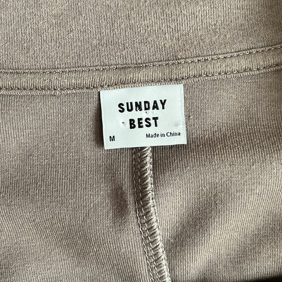 Aritzia Sunday Best Taupe Gray Beige Half-Zip Mock neck Long Sleeve Mini Dress M - Picture 6 of 9